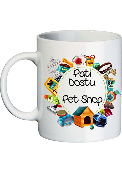 Pet Shop Dükkanı Isim Baskılı Hediyelik Kupa Bardak