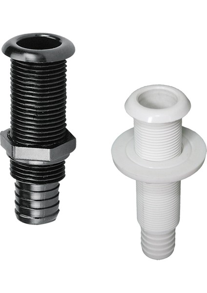 Thru-Hull W/st.flange, 1", W/hose Barb Ø30MM, Black