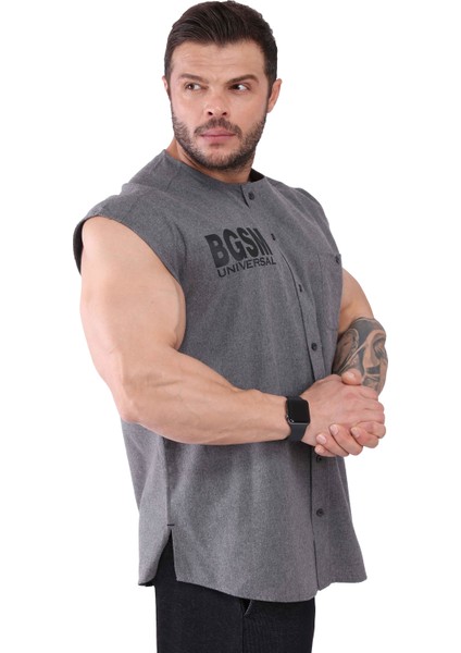 Oldschool Bodybuilding Kolsuz Gömlek Antrasit 5044