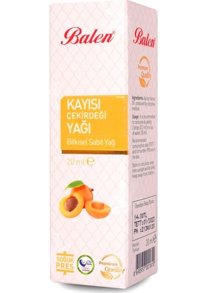 Kayısı Çekirdeği Yağı (Soğuk Pres) 20 Ml.