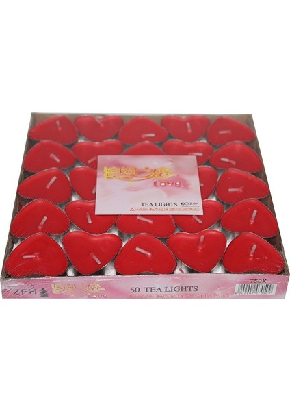 Kalpli Kırmızı Renk 50 Adet Tealight Mum