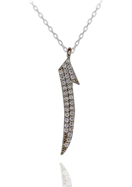 Beyaz Taşlı Elif Gümüş Kolye