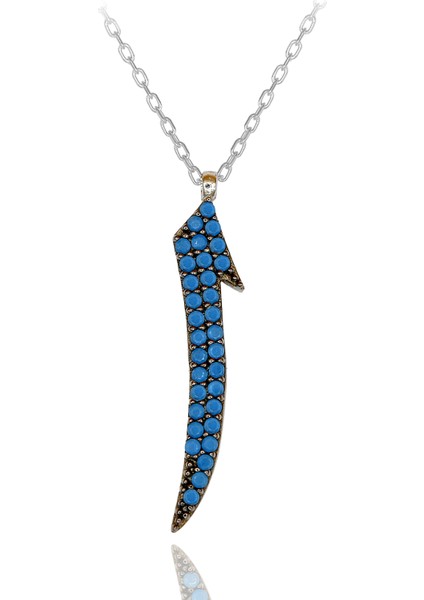 Turkuaz Taşlı Elif Gümüş Kolye