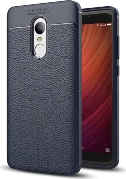 Redmi Note 4x Kılıf Darbe Korumalı Deri Görünümlü Silikon Arka Kapak - Lacivert