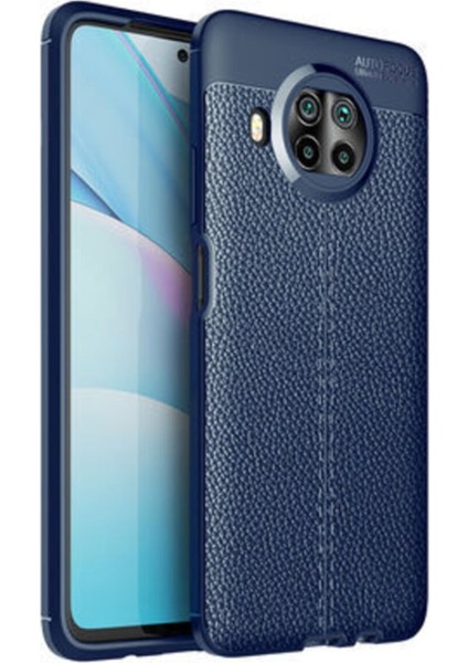 Mi 10T Lite Kılıf Darbe Korumalı Deri Görünümlü Silikon Arka Kapak - Lacivert