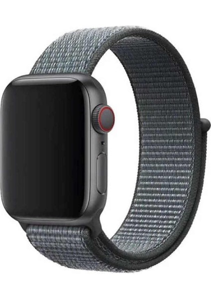 Apple Watch Uyumlu 38 mm Kordon Renkli Hafif Örgülü Hasır Kordon - Koyu Gri