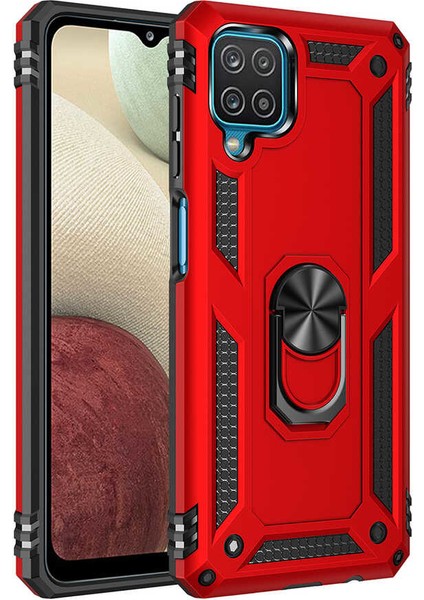 Galaxy A12 Shockproof Yüzük Tutuculu Vega Kırmızı