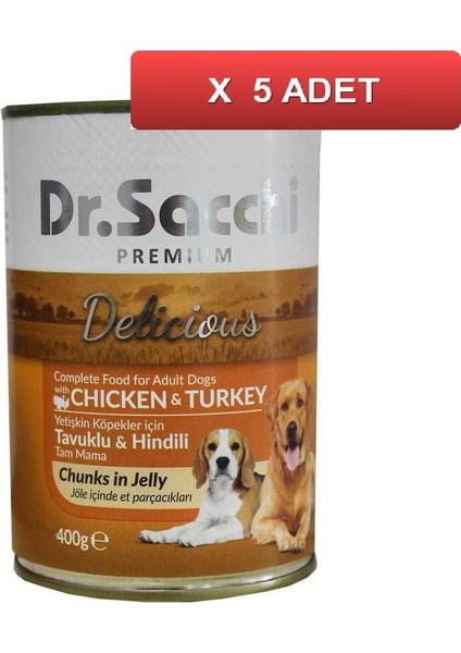 Dr. Sacchi Dr.sacchi Konserve Köpek Tavuklu Hindili 400GR x 5 Adet