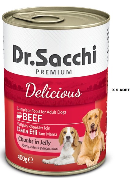 Dr. Sacchi Dr.sacchi Konserve Köpek Sığır Etli 400GR x 5 Adet