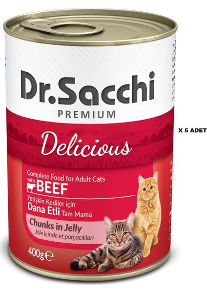 Dr. Sacchi Dr.sacchi Konserve Kedi Sığır Etli 400 gr x 5 Adet