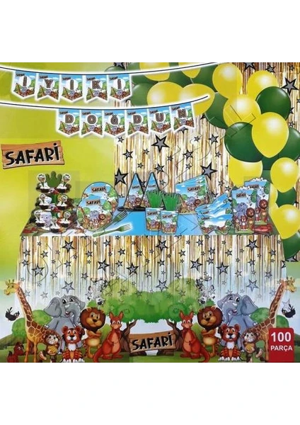 Konsept Doğum Günü Parti Seti - 100 Parça - Full Set - Safari Konsept