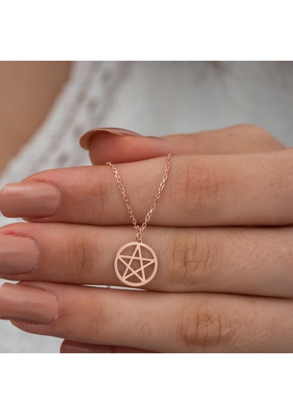 Dzg Silver Gümüş Pentagram Kolye Gümüş Kolye DN462