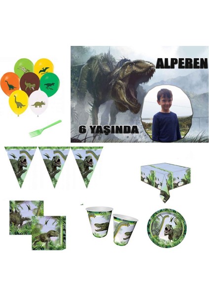 Afiş Li Jurassik Parti Dinazorlar 8 Kişilik Sofra Seti Parti Malzemeleri