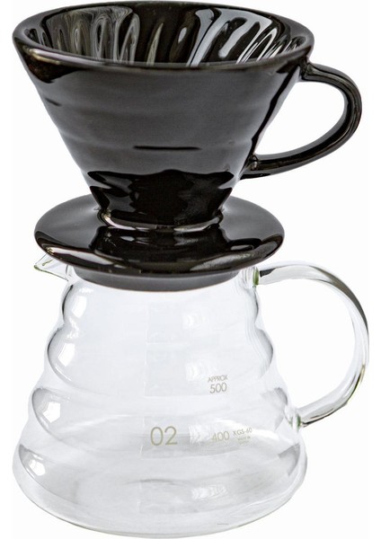 BLACK GOAT Kahvehanem V60 02 Kahve Demleme Tanışma Seti  - Siyah (Dripper + 600 ml Kahve Sürahisi)