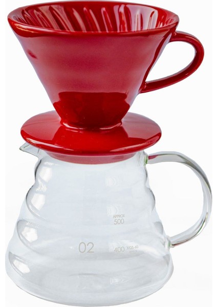 BLACK GOAT Kahvehanem V60 02 Kahve Demleme Tanışma Seti  - Retro Kırmızı (Dripper + 600 ml Kahve Sürahisi)