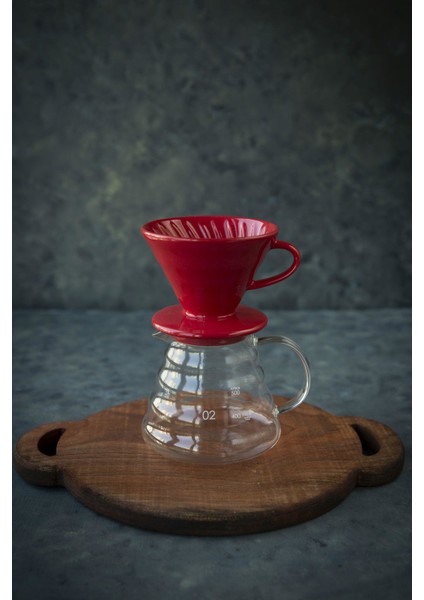 BLACK GOAT Kahvehanem V60 02 Kahve Demleme Tanışma Seti  - Retro Kırmızı (Dripper + 600 ml Kahve Sürahisi)