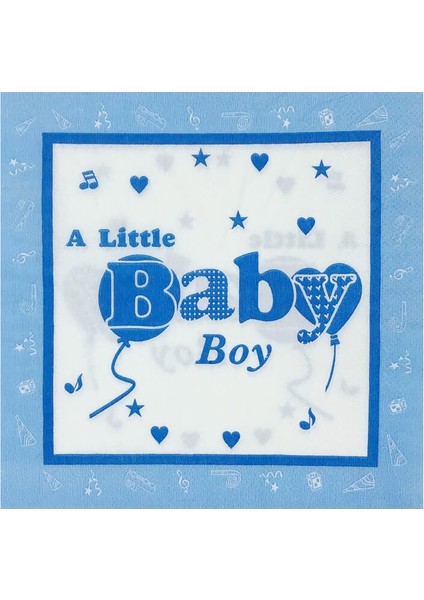 Süsle Bebek ve Parti Baby Shower Peçete, Mavi - 33 x 33 cm - 20 Adet