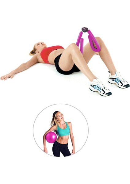 Spor Byfit Kol, Bacak, Basen Sıkılaştırıcı Kelebek Egzersiz Aleti Pembe + Denge Topu - 2'li Set