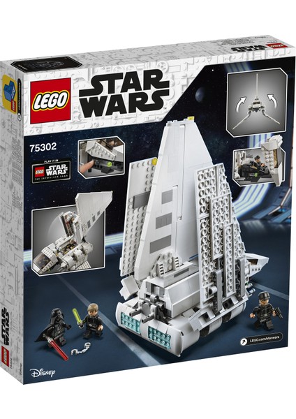 ® Star Wars# İmparatorluk Mekiği 75302; Luke Skywalker ve Darth Vader'i İçeren Çocuklara Yönelik Muhteşem bir Oyuncak Yapım Seti (660 Parça)