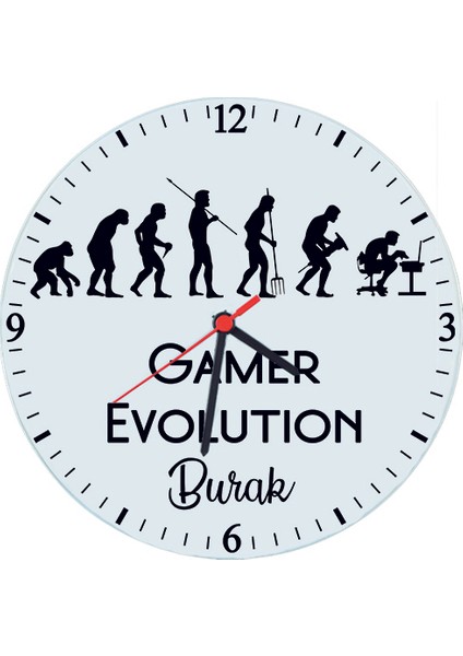 Kişiye Özel Gamer Evolution Oyuncuya Isimli Duvar Saati