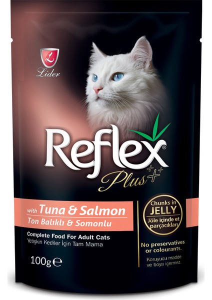 Reflex Plus Pouch Ton & Somon Balıklı Yaş Mama 100 gr (4 Adet)