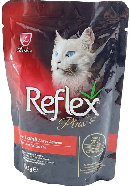 Reflex Plus Pouch Kuzu Etli Yaş Mama 100 gr (8 Adet)