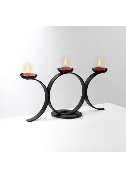 Çember Siyah Dekoratif Mumluk Metal Ferforje Şamdan Mumluk Tealight Mum Dahil fiyatları