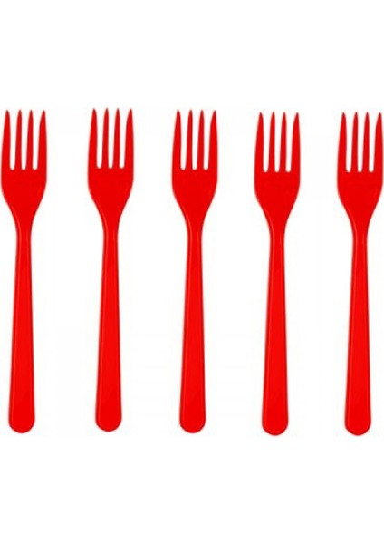 Kırmızı Plastik Çatal 25'li