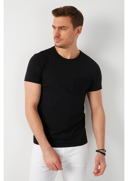 % 100 Pamuklu Bisiklet Yaka Cepli T Shirt Erkek T SHİRT 5902000 modelleri