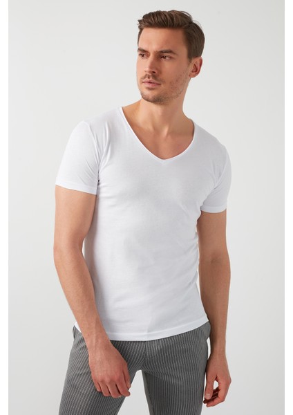 V Yaka Basic T Shirt Erkek T Shirt 5412001