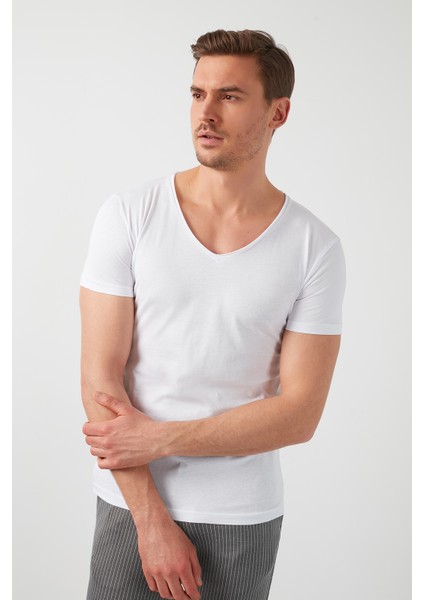 V Yaka Basic T Shirt Erkek T Shirt 5412001 fiyatları