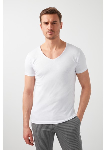 V Yaka Basic T Shirt Erkek T Shirt 5412001 modelleri