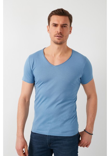 V Yaka Basic T Shirt Erkek T Shirt 5412001