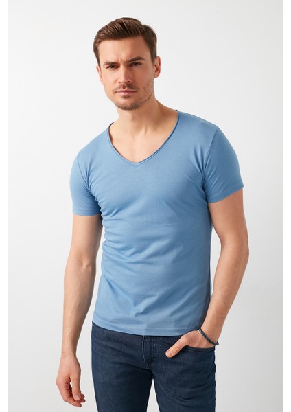 V Yaka Basic T Shirt Erkek T Shirt 5412001