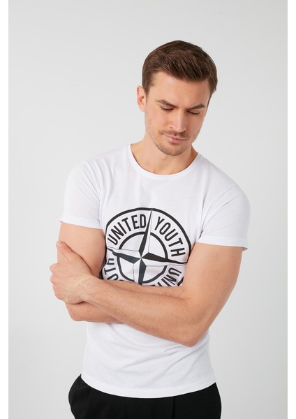 Baskılı Bisiklet Yaka % 100 Pamuk T Shirt Erkek T SHİRT 541PUSULA modelleri