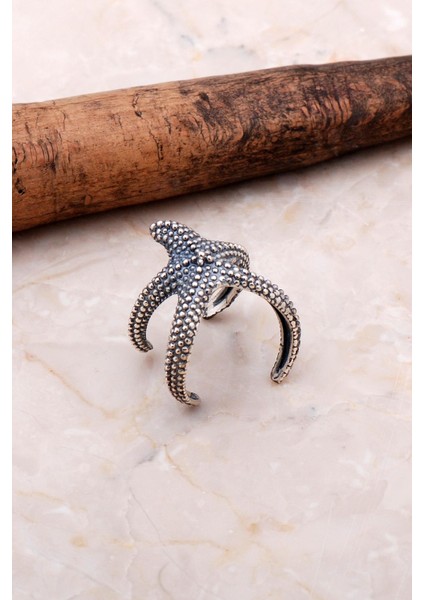 Deniz Yıldızı Tasarımlı Gümüş El İşi Yüzük 3057