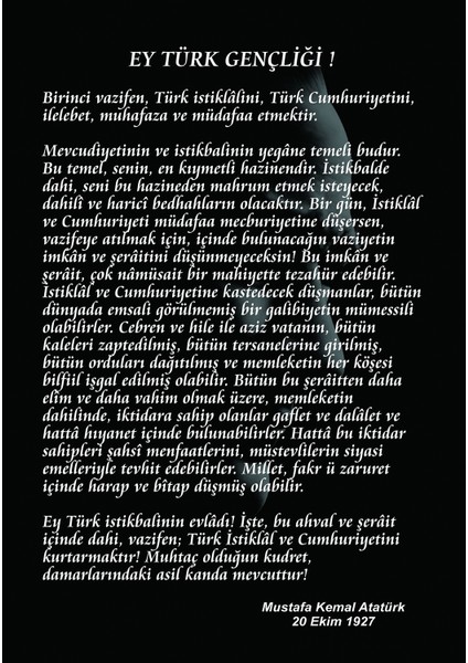 Atatürk'ün Gençliğe Hitabesi (35X50 Cm) Kanvas Tablo TBL1439