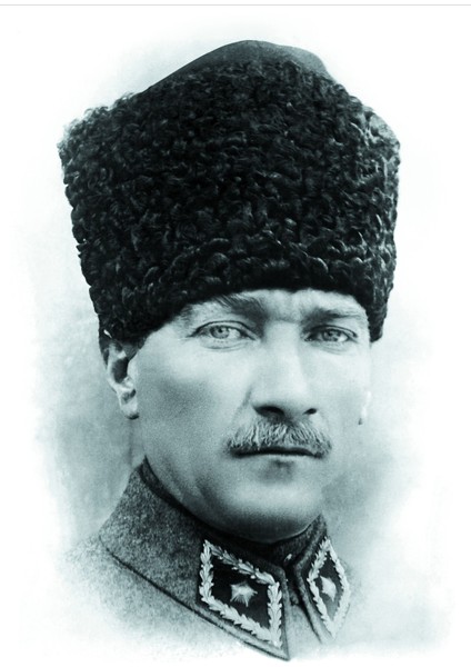 Atatürk Kalpaklı Siyah Beyaz Portre (35X50CM) Kanvas Tablo TBL1444 modelleri