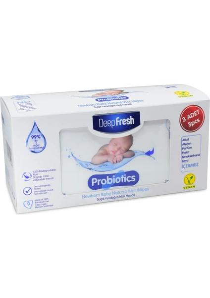 Deep Fresh Probiyotik Doğal Yenidoğan Islak Mendil 3 x 40 Yaprak