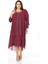 Büyük Beden Bordo Renkli Taş Baskılı Kısa Abiye Elbise 1