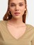 3470 V Yaka Basic T-Shirt-Haki 4