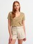 3470 V Yaka Basic T-Shirt-Haki 1