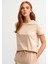3471 Bisiklet Yaka Basic T-Shirt-Bej 1