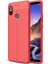 Mi Max 3 Kılıf Darbe Korumalı Deri Görünümlü Silikon Arka Kapak - Kırmızı 1