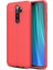 Redmi Note 8 Pro Kılıf Darbe Korumalı Deri Görünümlü Silikon Arka Kapak - Kırmızı 1