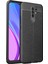 Redmi 9 Kılıf Darbe Korumalı Deri Görünümlü Silikon Arka Kapak - Siyah 1