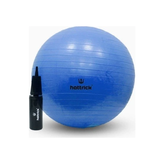 Hattrick Plates Topu ve Şişirme Pompası Spor Zayıflama Egzersiz Mavi Fıtness Blue Ball