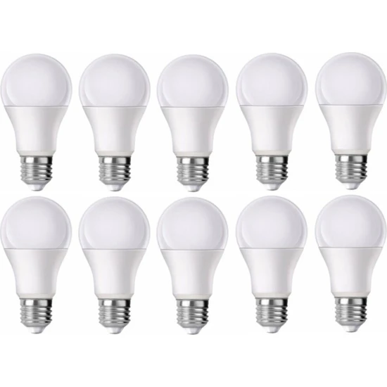 Noas LED 10 Lu Paket Beyaz Işık E27 Duylu 9 Watt Tasarruflu LED Ampul