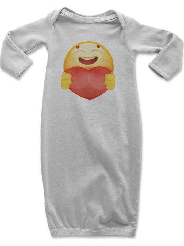 Angemiel Baby Kalp Tutan Emoji Kız Bebek Uyku Tulumu Beyaz