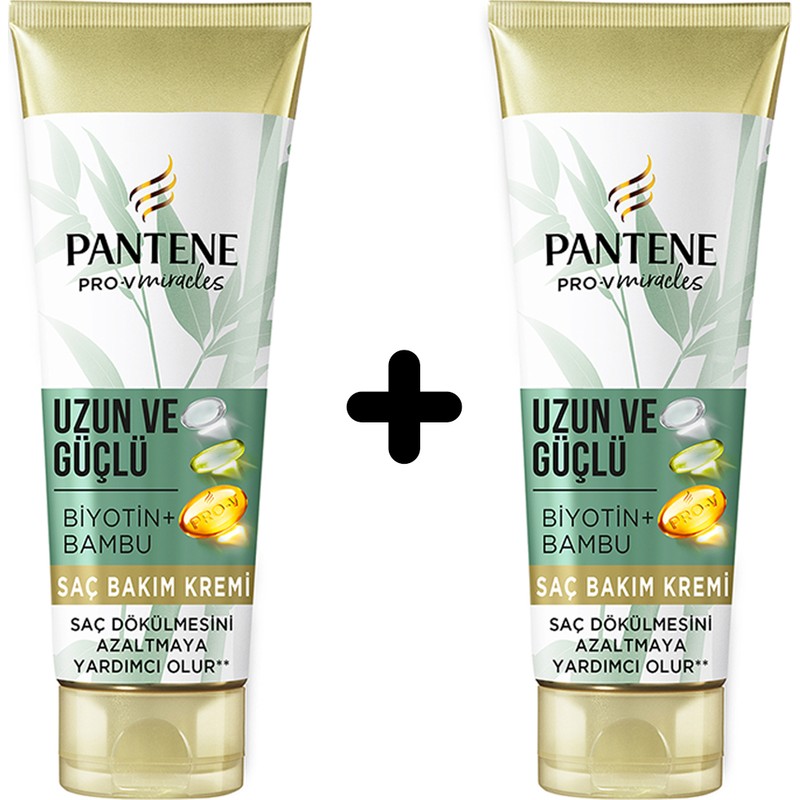 Pantene Uzun ve Güçlü Saç Bakım Kremi Bambu ve Biyotin İçerikli 2 x 275 ml Tüm Saç Tipleri İçin